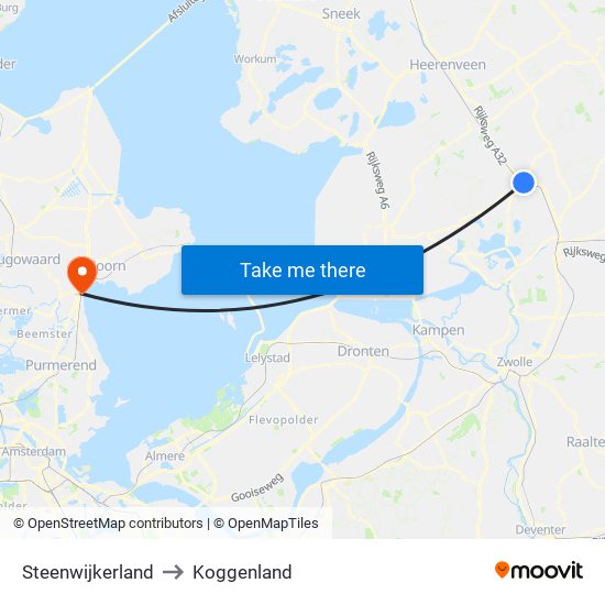 Steenwijkerland to Koggenland map