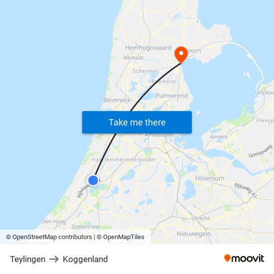 Teylingen to Koggenland map