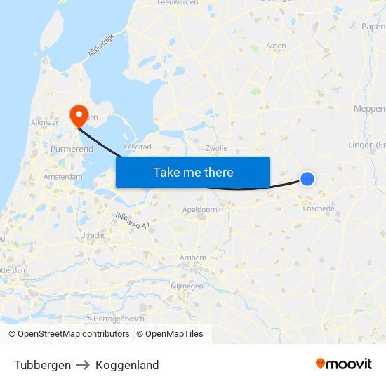 Tubbergen to Koggenland map