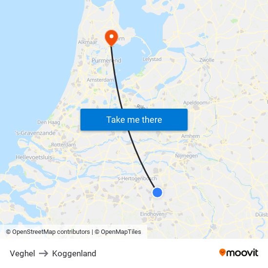 Veghel to Koggenland map