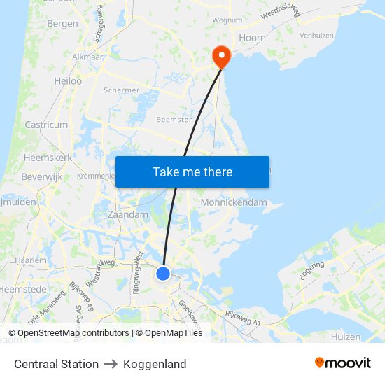 Centraal Station to Koggenland map