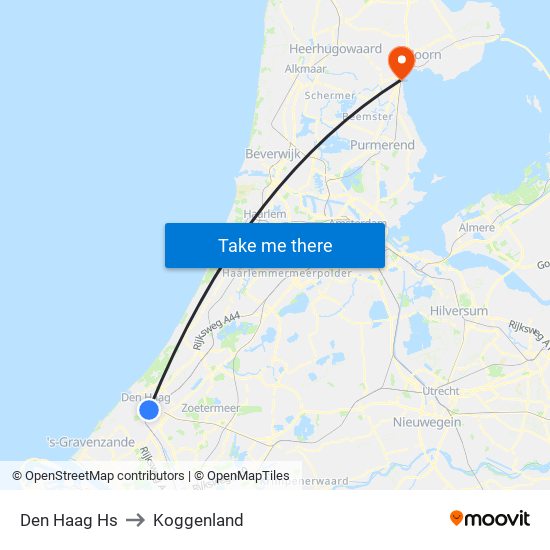 Den Haag Hs to Koggenland map