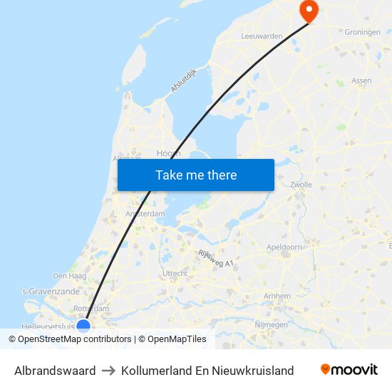 Albrandswaard to Kollumerland En Nieuwkruisland map
