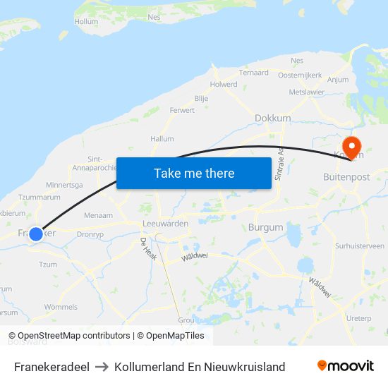 Franekeradeel to Kollumerland En Nieuwkruisland map