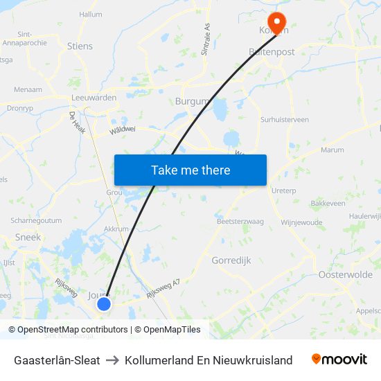 Gaasterlân-Sleat to Kollumerland En Nieuwkruisland map