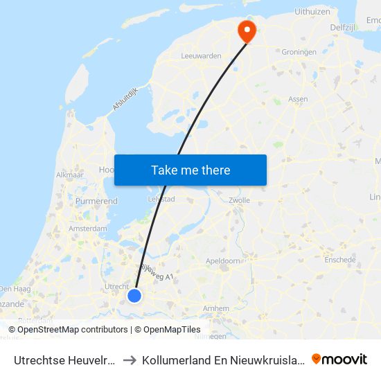 Utrechtse Heuvelrug to Kollumerland En Nieuwkruisland map