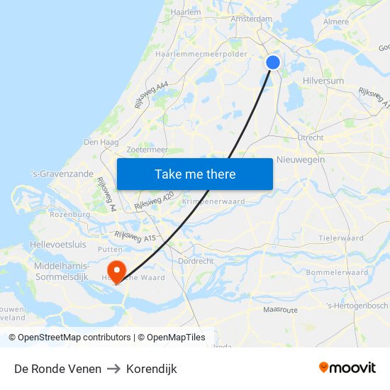 De Ronde Venen to Korendijk map