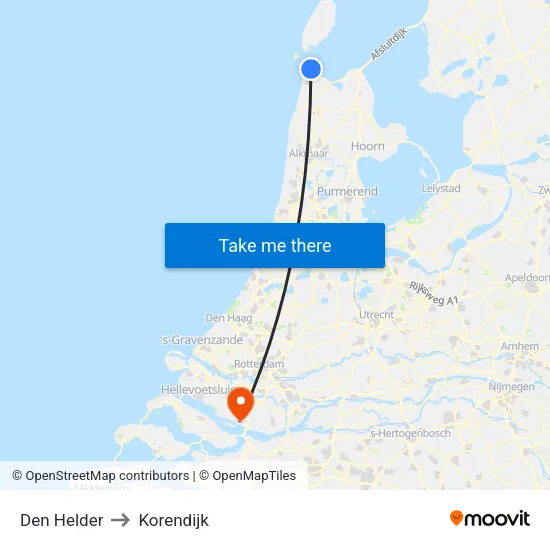Den Helder to Korendijk map