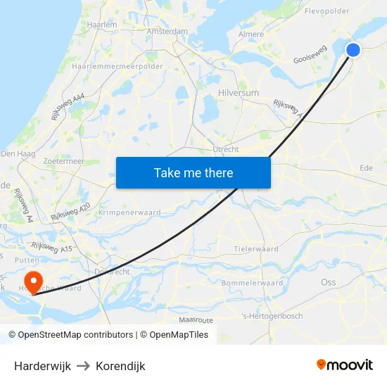 Harderwijk to Korendijk map