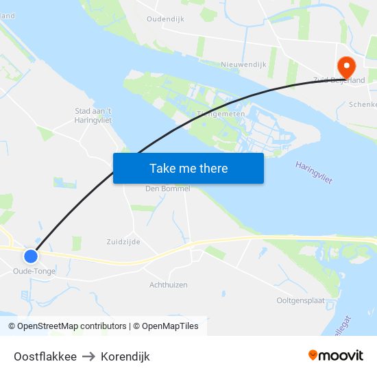 Oostflakkee to Korendijk map