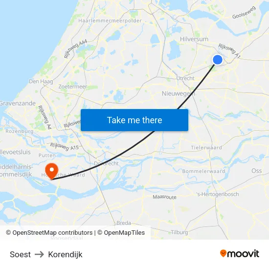 Soest to Korendijk map