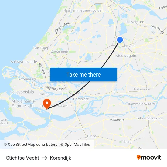 Stichtse Vecht to Korendijk map