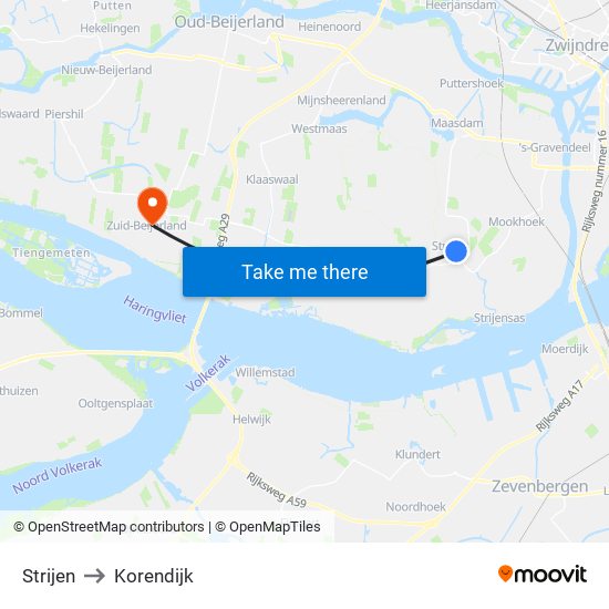 Strijen to Korendijk map