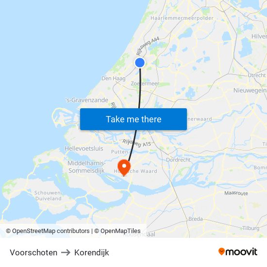 Voorschoten to Korendijk map