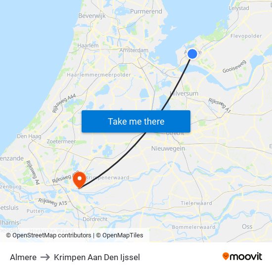Almere to Krimpen Aan Den Ijssel map
