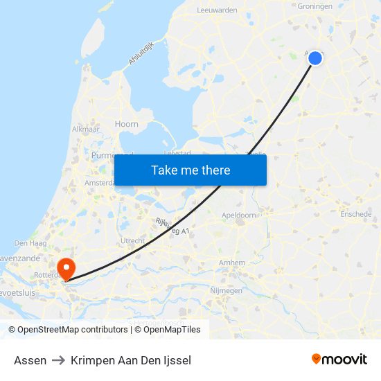 Assen to Krimpen Aan Den Ijssel map