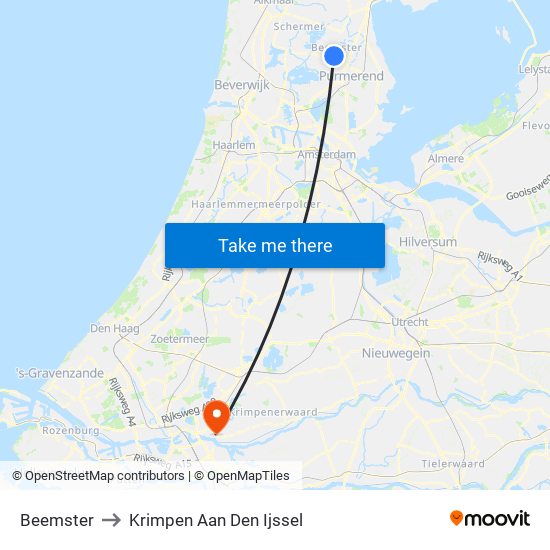 Beemster to Krimpen Aan Den Ijssel map