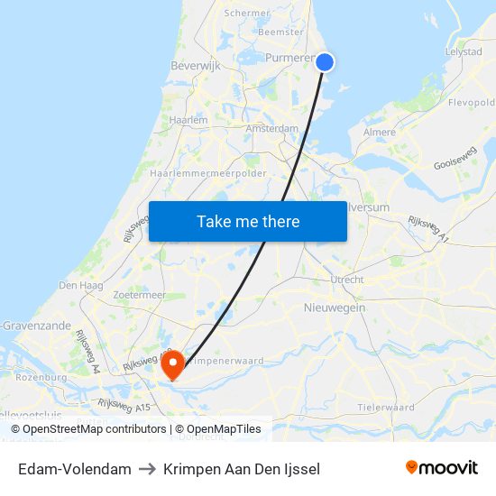 Edam-Volendam to Krimpen Aan Den Ijssel map