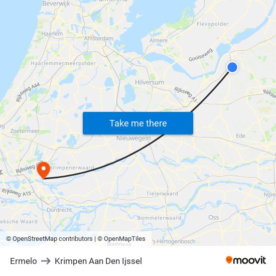 Ermelo to Krimpen Aan Den Ijssel map