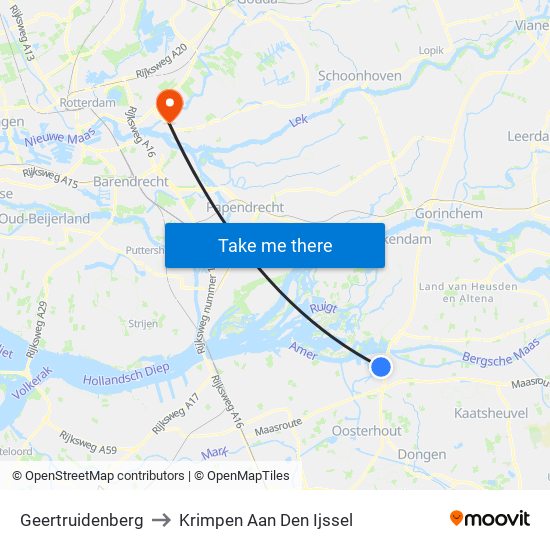 Geertruidenberg to Krimpen Aan Den Ijssel map