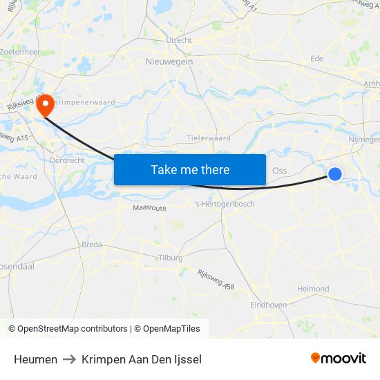 Heumen to Krimpen Aan Den Ijssel map