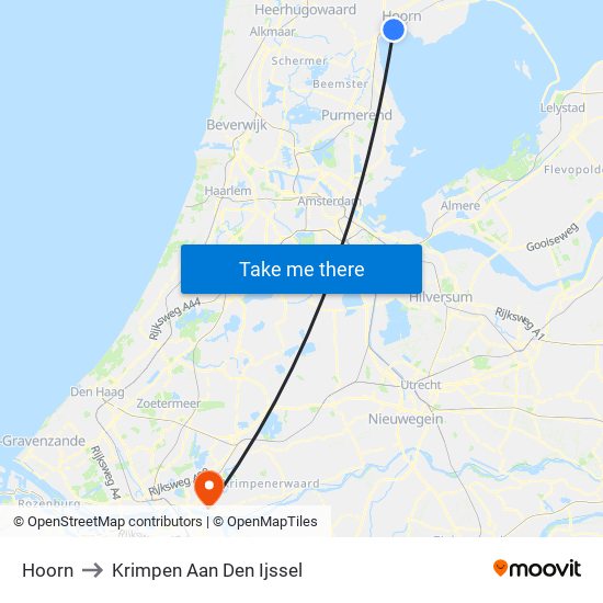 Hoorn to Krimpen Aan Den Ijssel map