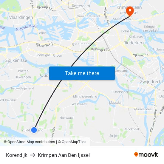 Korendijk to Krimpen Aan Den Ijssel map