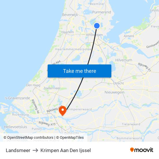 Landsmeer to Krimpen Aan Den Ijssel map