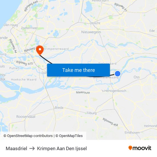 Maasdriel to Krimpen Aan Den Ijssel map