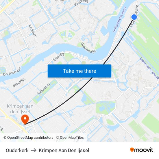 Ouderkerk to Krimpen Aan Den Ijssel map