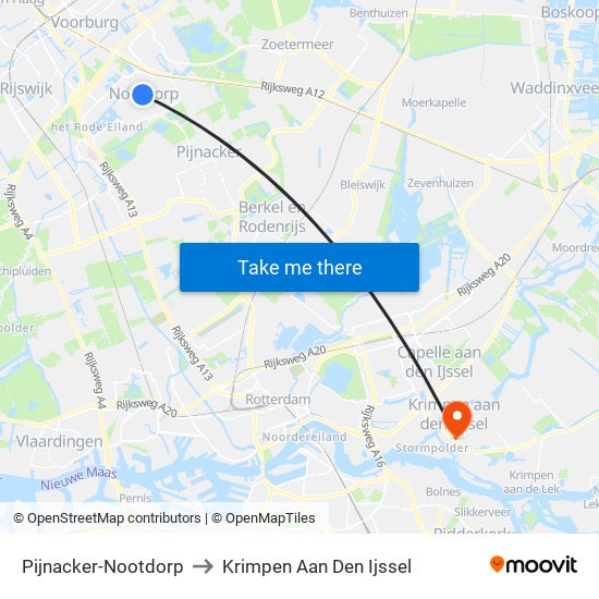 Pijnacker-Nootdorp to Krimpen Aan Den Ijssel map