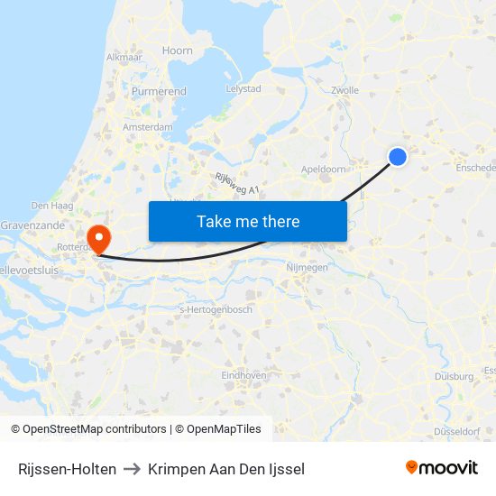 Rijssen-Holten to Krimpen Aan Den Ijssel map