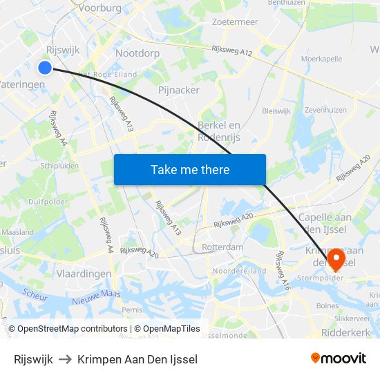Rijswijk to Krimpen Aan Den Ijssel map