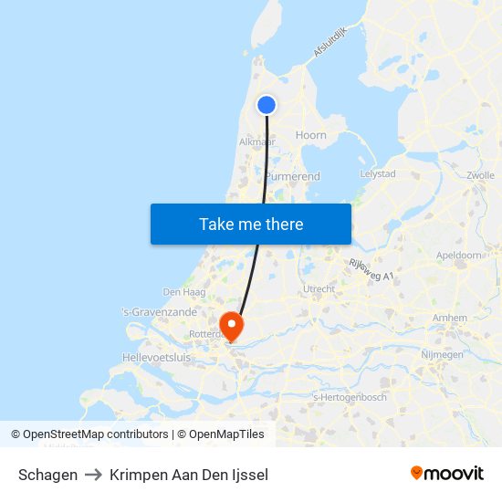 Schagen to Krimpen Aan Den Ijssel map