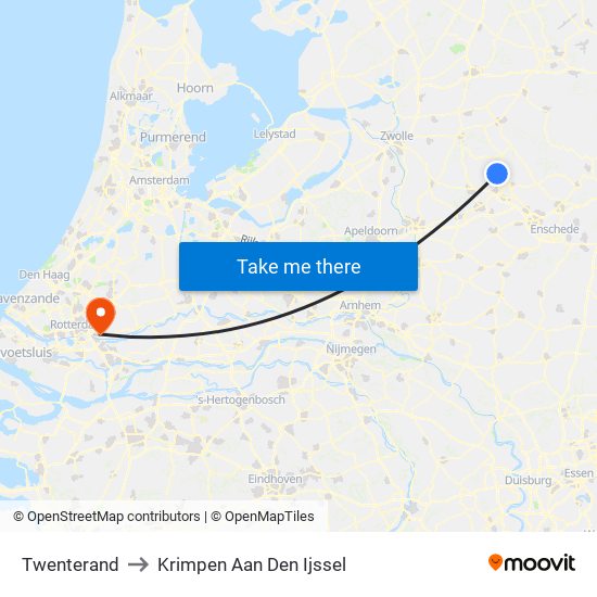 Twenterand to Krimpen Aan Den Ijssel map