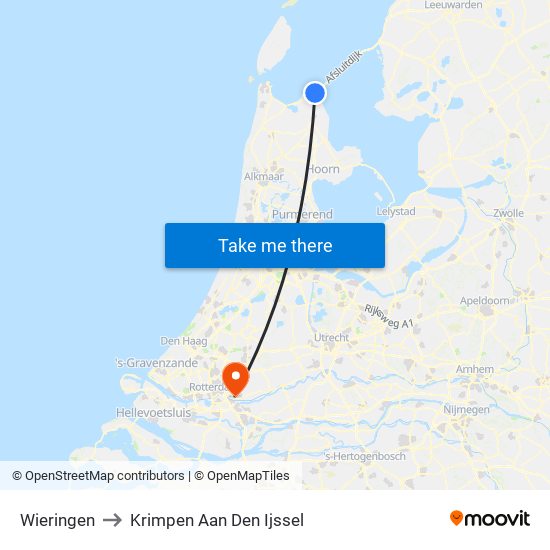 Wieringen to Krimpen Aan Den Ijssel map