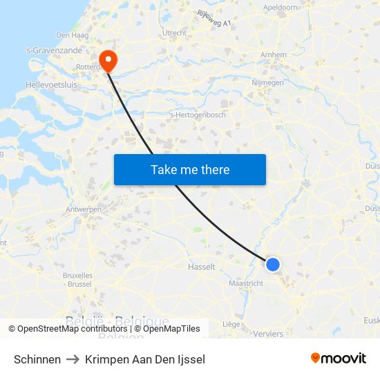 Schinnen to Krimpen Aan Den Ijssel map