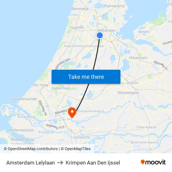 Amsterdam Lelylaan to Krimpen Aan Den Ijssel map