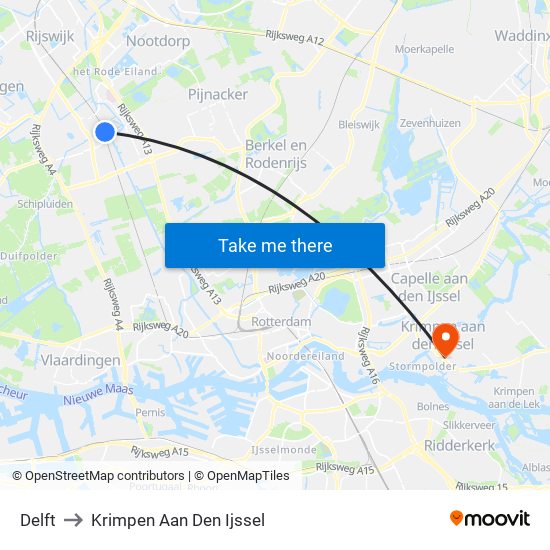 Delft to Krimpen Aan Den Ijssel map