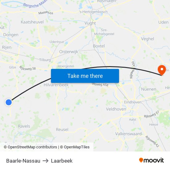 Baarle-Nassau to Laarbeek map