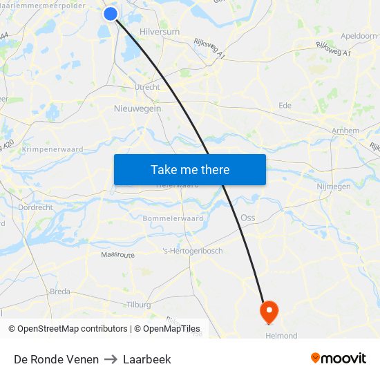 De Ronde Venen to Laarbeek map