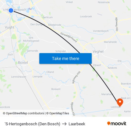 'S-Hertogenbosch (Den Bosch) to Laarbeek map