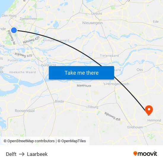 Delft to Laarbeek map