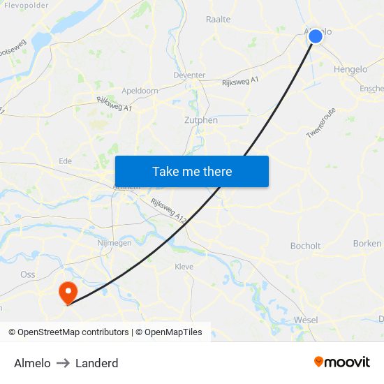 Almelo to Landerd map