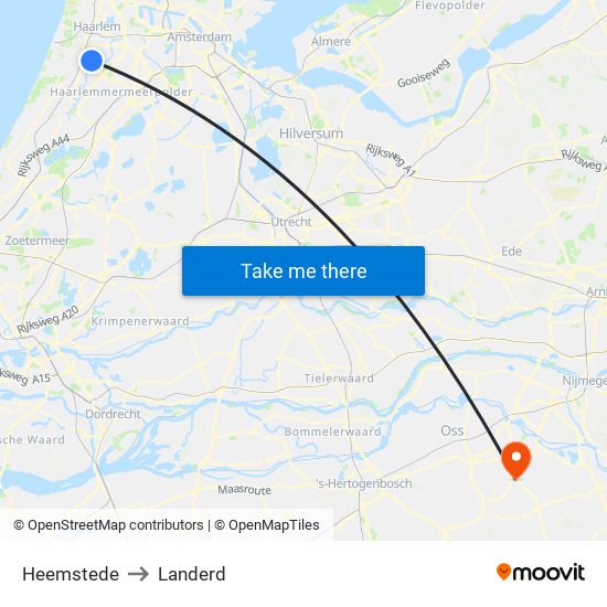 Heemstede to Landerd map