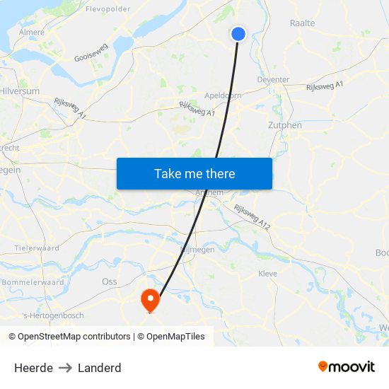 Heerde to Landerd map