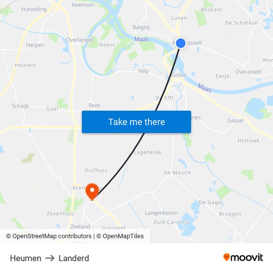 Heumen to Landerd map