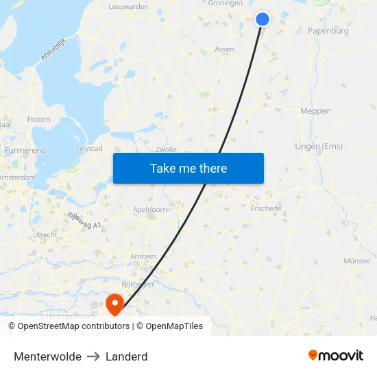 Menterwolde to Landerd map