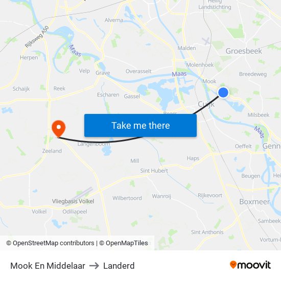 Mook En Middelaar to Landerd map