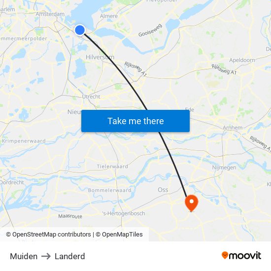 Muiden to Landerd map